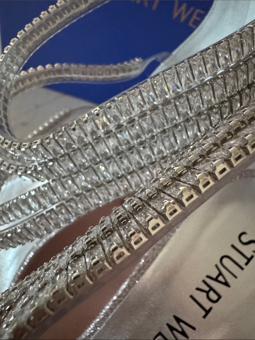 Stuart Weitzman Silver Crystal-Strap Stiletto Sandals 9 - Picture 8 of 16